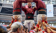 Colla Castellera Jove de Barcelona participates in the Concurs de Castells competition in...