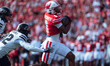 Wisconsin Badgers wide receiver Vinny Anthony II #8 outruns the Purdue Boilermakers for a...