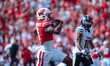 Wisconsin Badgers wide receiver Vinny Anthony II #8 outruns the Purdue Boilermakers for a...