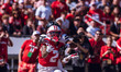 Wisconsin Badgers wide receiver Trech Kekahuna #2 catches a touchdown pass against the Pur...