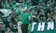 Panathinaikos supporters are seen during the Euroleague basketball match between Panathina...