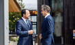 President of Cyprus Nikos Christodoulides welcomes the Greek Prime Minister Kyriakos Mitso...