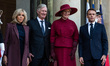French President Emmanuel Macron and First Lady Brigitte receive King Philippe of the Belg...