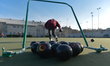 A bowler during a practise at all-weather synthetic green at Leinster Bowling Club in Rath...