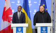 Ruslan Stefanchuk, Speaker of the Verkhovna Rada of Ukraine, and Greg Fergus, Speaker of t...
