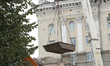 The apartment block in Vokzalna Square, Dnipro, Ukraine, is being dismantled on October 14...