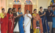 West Bengal state Chief Minister and TMC Chief Mamata Banerjee is with celebrities as part...