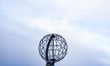 The steel globe in North Cape, Nordkapp, Norway on September 27, 2024. Nordkapp or North C...
