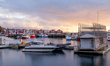 A floating sauna at the harbor in Bodo, Norway, on September 21, 2024. Bodo, located just...
