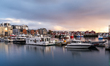 A general view of Bodo, Norway, on September 21, 2024 at sunset. Bodo, located just north...