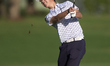 Rikuya Hoshino of Japan plays his third shot on the 14th hole on day one of the Estrella D...