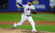 New York Mets relief pitcher Edwin Diaz #39 throws during the eighth inning in Game 5 of t...