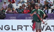Sebastian Garcia of Mexico competes against Mathias Fullerton of Denmark (not in picture)...
