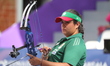Andrea Maya Becerra of Mexico competes against Elisa Roner of Italy (not in picture) durin...