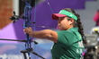 Andrea Maya Becerra of Mexico competes against Elisa Roner of Italy (not in picture) durin...