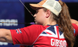 Ella Gibson of Great Britain competes against Dafne Quintero of Mexico (not in picture) du...