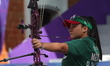 Dafne Quintero of Mexico competes against Ella Gibson of Great Britain (not in picture) du...