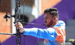 Prathamesh Balchandra Fuge of India competes against Mathias Fullerton of Denmark (not in...