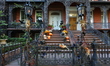 Decorations of all types cover the stairs and porch outside a Gramercy Park home in New Yo...