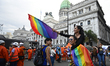 Revelers take part in the 33rd LGBT Pride Parade in Buenos Aires, Argentina, on November 2...