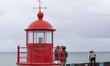 A general view of the lighthouse in Nazare, Portugal, on February 25, 2023. Nazare's major...
