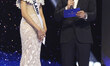 Miss Thailand Opal Suchata Chuangsr is interviewed by actor Mario Lopez during her partici...