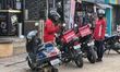 Zomato food delivery drivers pick up orders from a restaurant in Thiruvananthapuram (Triva...