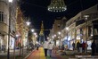 Several people walk along Skolavordustigur street in downtown Reykjavik, Iceland, on Novem...