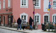 In Passau, Lower Bavaria, Bavaria, Germany, on December 25, 2024, people walk on a cold, h...