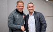 Markus Anfang, head coach of 1. FC Kaiserslautern, shakes hands with former club soccer pl...