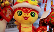 Chinese New Year decorations hang in a Chinatown store ahead of the Chinese New Year, whic...