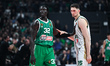 Wenyen Gabriel of Panathinaikos AKTOR Athens and Aurynas Birutis of Zalgiris Kaunas compet...