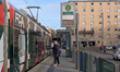 Public transport with trams operates in the Bavarian city of Augsburg, Swabia, Bavaria, Ge...