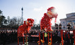 A moment of the parade for the celebrations of the Chinese New Year with the Lion Dance in...
