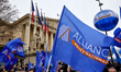 Members Of Alliance Police Nationale Union And Politics Demonstrate Outside The French Nat...