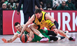 Kostas Sloukas of Panathinaikos AKTOR Athens competes with Marko Guduric of Fenerbahce Bek...