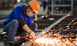 A worker performs welding at the production workshop of Changjiang Industrial Furnace Tech...