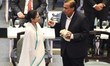 Chairman and managing director of Reliance Industries, Mukesh Ambani, speaks with West Ben...