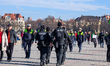 Police officers are present during a demonstration at Theresienwiese in Munich, Bavaria, U...