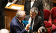 Francois Bayrou, the French Prime Minister, talks to Gerald Darmanin, the Minister of Stat...
