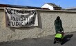 People from the Force Ouvriere union gather with banners in front of the Givaudan - Laviro...