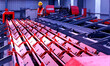 Builders carry out debugging of steel bar processing equipment at the steel bar processing...
