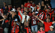 Fans of the Alajuelense team are present at the end of the first leg match of the Round of...