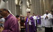 Catholic faithful attend a mass at Catedral Metropolitana Se to receive ashes during Ash W...