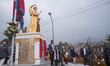 Former King Gyanendra Shaha unveils a statue dedicated to his late father, King Birendra S...