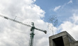 A tower crane is seen during construction work on the premises of the underground school a...