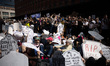 Hundreds of activists gather at the NYC AIDS Memorial in Greenwich Village, New York City,...