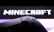 Minecraft website displayed on a laptop screen and DualSense controller are seen in this i...
