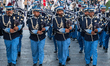 Members of the Qatari police band perform during the celebration of the second day of the...