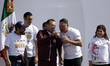 Former world boxing champions Roberto ''Manos de Piedra'' Duran, Julio Cesar Chavez, and O...